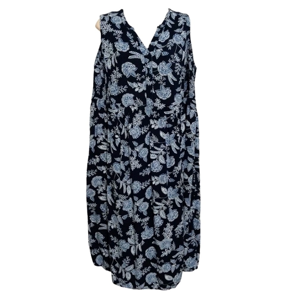 🔵BOGO FREE🔵 Croft & Barrow Sleeveless Floral Rayon Dress Sz XL